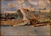 Maria Fortuny i Marsal Paesaggio con barche Sweden oil painting artist